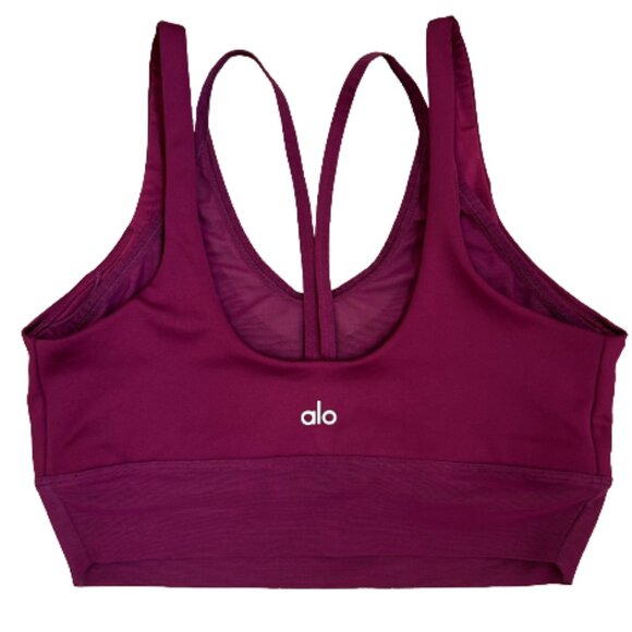 Alo Yoga Double Strap Sports Bra Burgundy Red M Strappy Medium Support Active - Picture 1 of 12